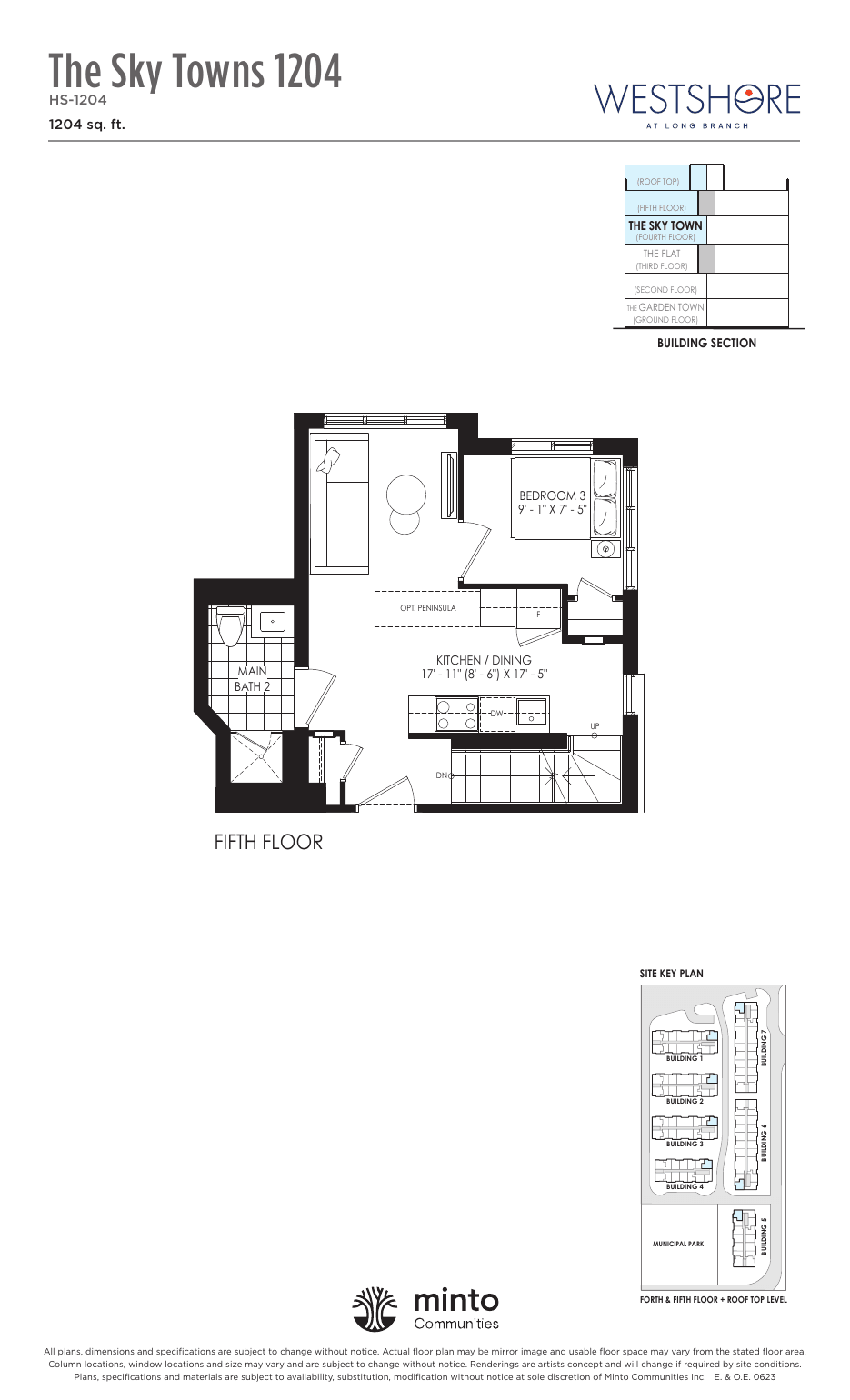 The Sky Towns 1204 Fifth Floor at Westshore at Long Branch Towns floor plan