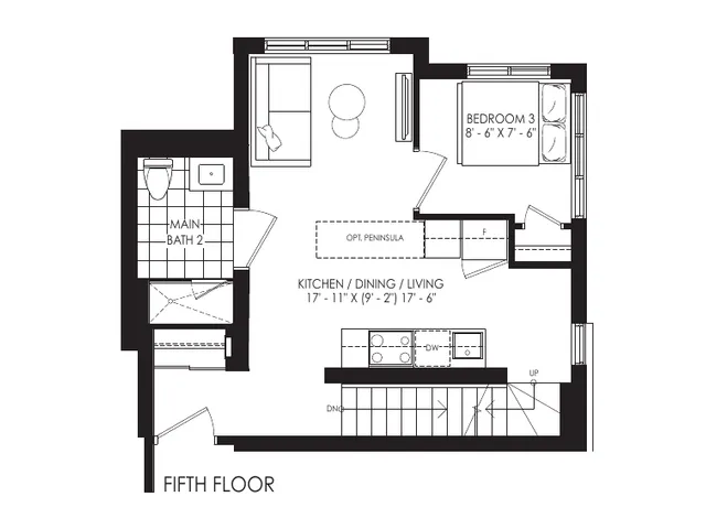 The Sky Towns 1121 floor plan at Westshore at Long Branch Towns